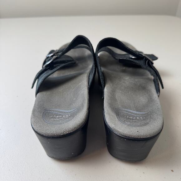 Sale $5 Dansko Sophie Black Metallic Slide Womens EU 42 Leather Sandals - Picture 5 of 11